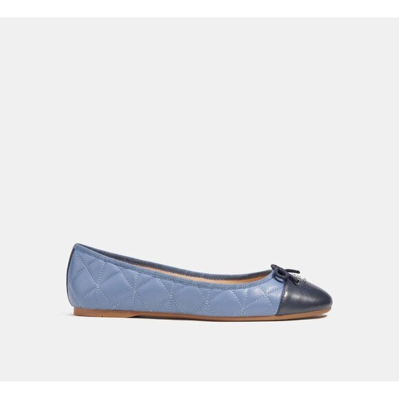 Coach Flat Shoes Women's Two Tone Blue Leather Allyson Quilted Ballet Slip On - Picture 2 of 5